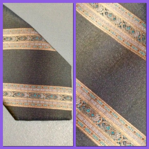 Vtg Patterned Stripe Tie_147 - Picture 5 of 6